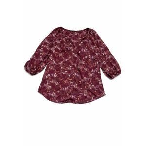 Boho V-Neck 3/4 sleeve burgundy floral top